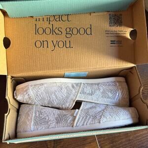 Toms Alpargata Classic Blanco Sequin Mesh Wedding Women’s 8.5